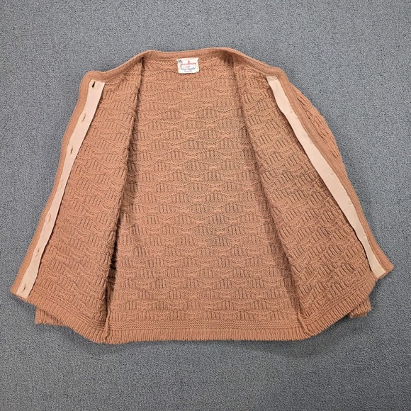 Vintage House of Morrison Pink Textured Knit Cardigan Orlon Sayelle Button Front - Picture 5 of 8